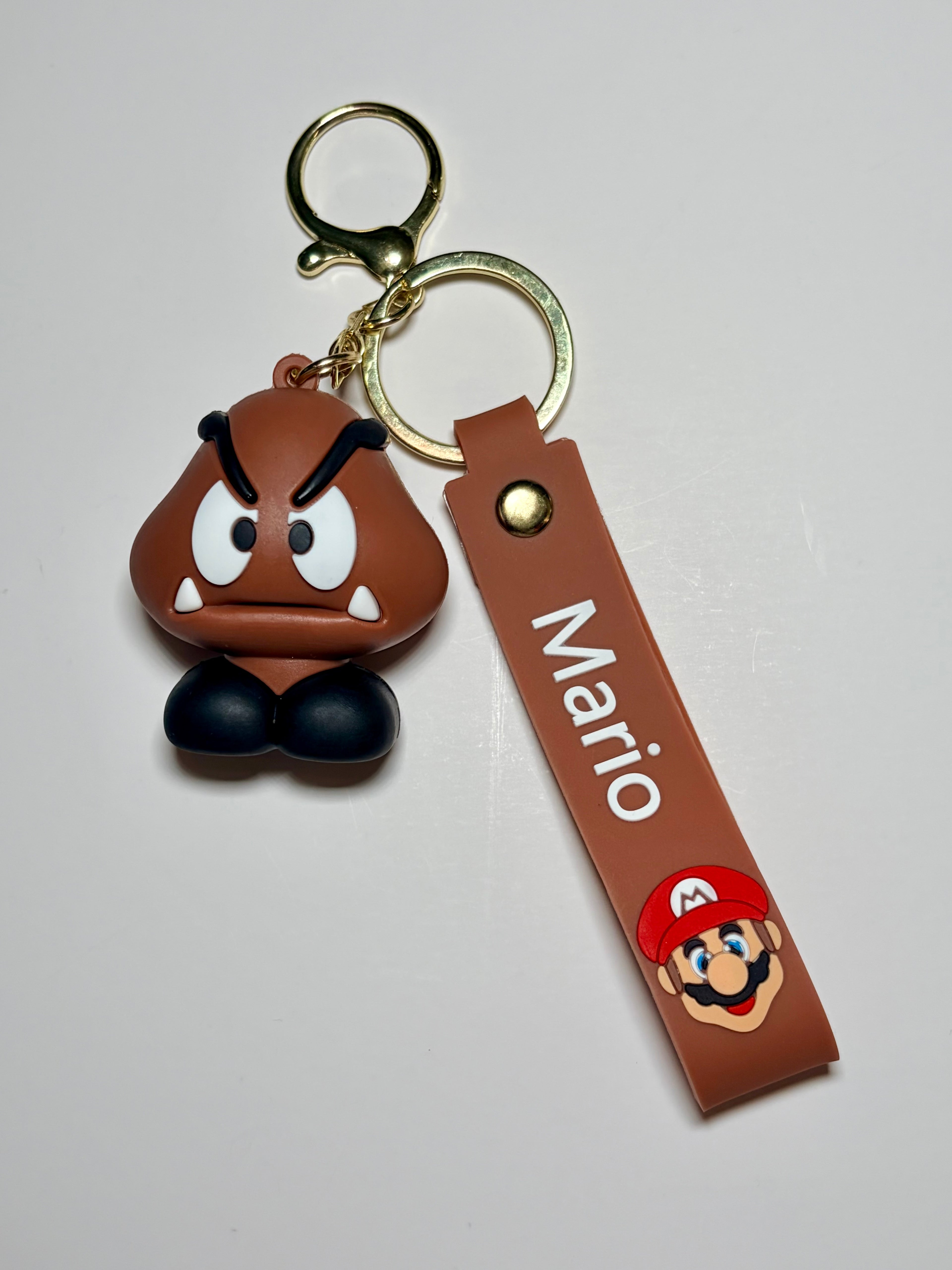 Super Mario Goomba Silicone Keychain with Brown Wristband