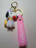 Sleepy Snoopy Keychain with Pink Wrist Strap