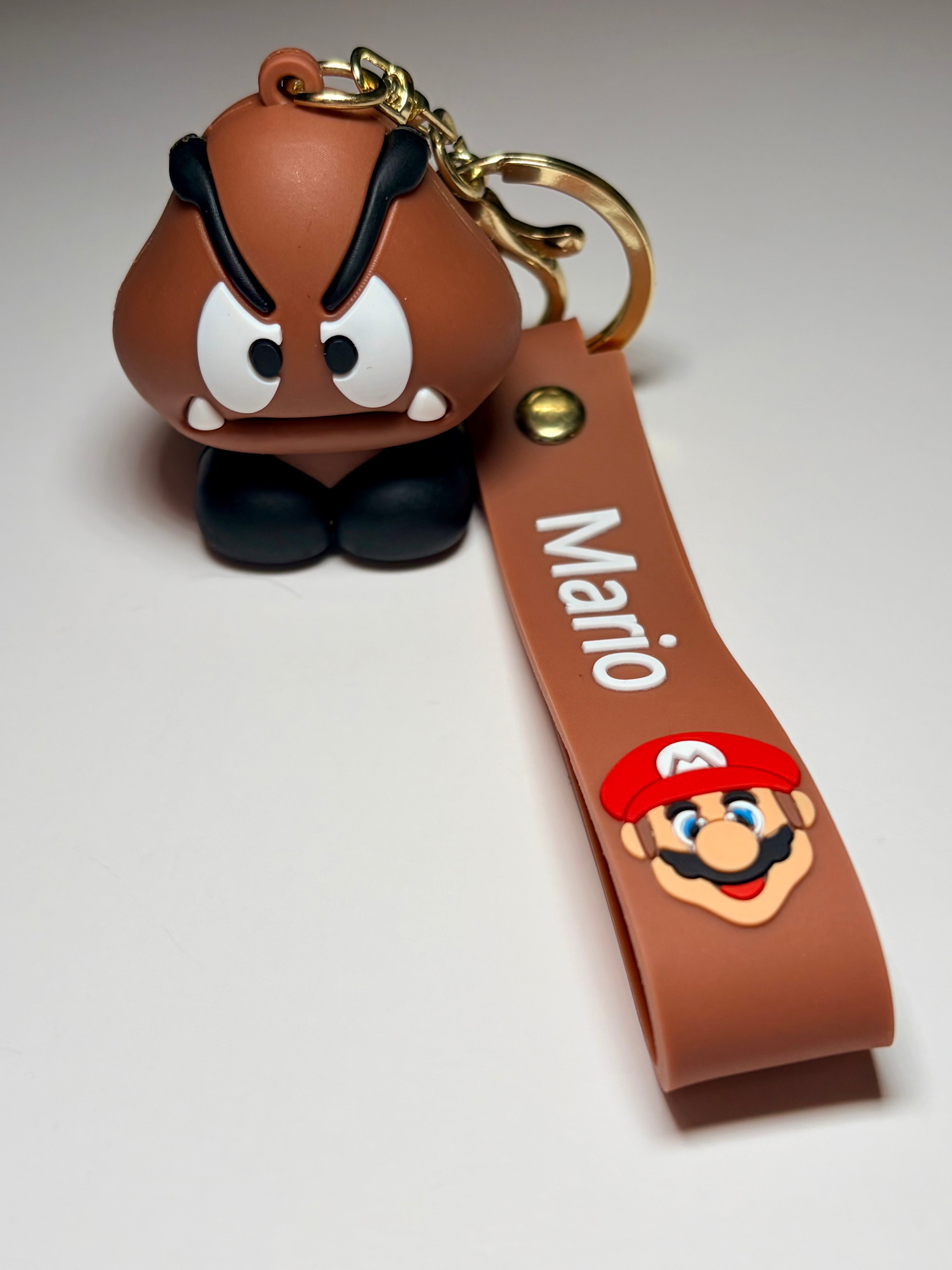 Super Mario Goomba Silicone Keychain with Brown Wristband