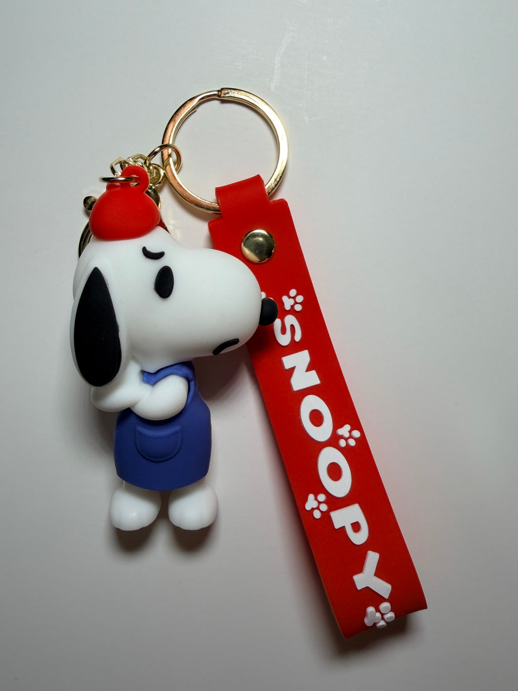 Angry Snoopy Keychain with Red Wrist Strap