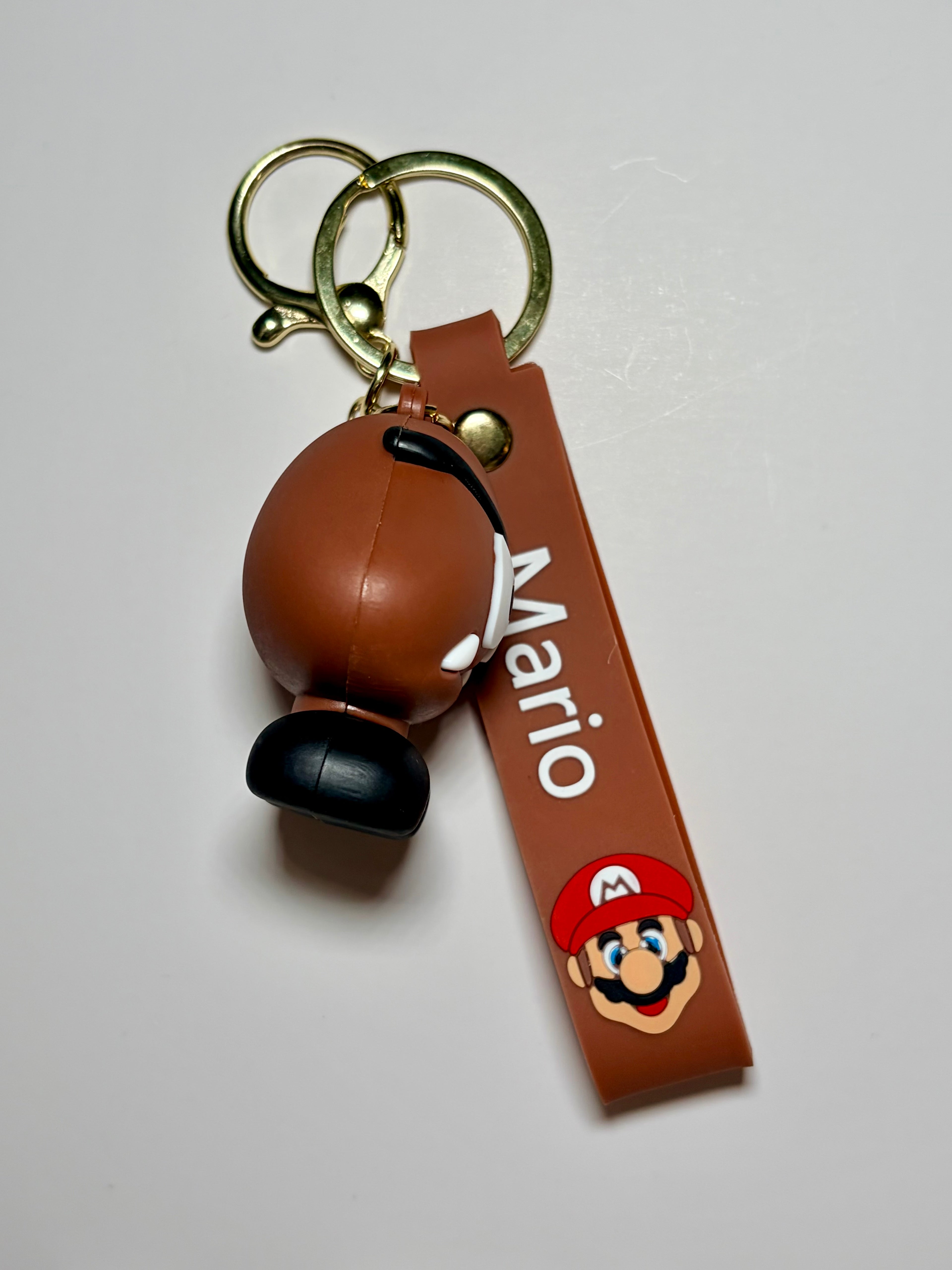 Super Mario Goomba Silicone Keychain with Brown Wristband