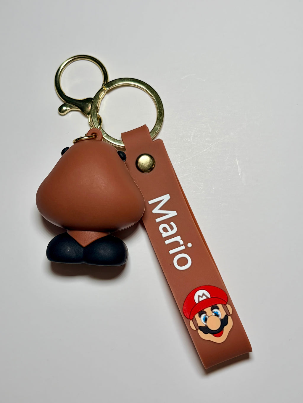 Super Mario Goomba Silicone Keychain with Brown Wristband