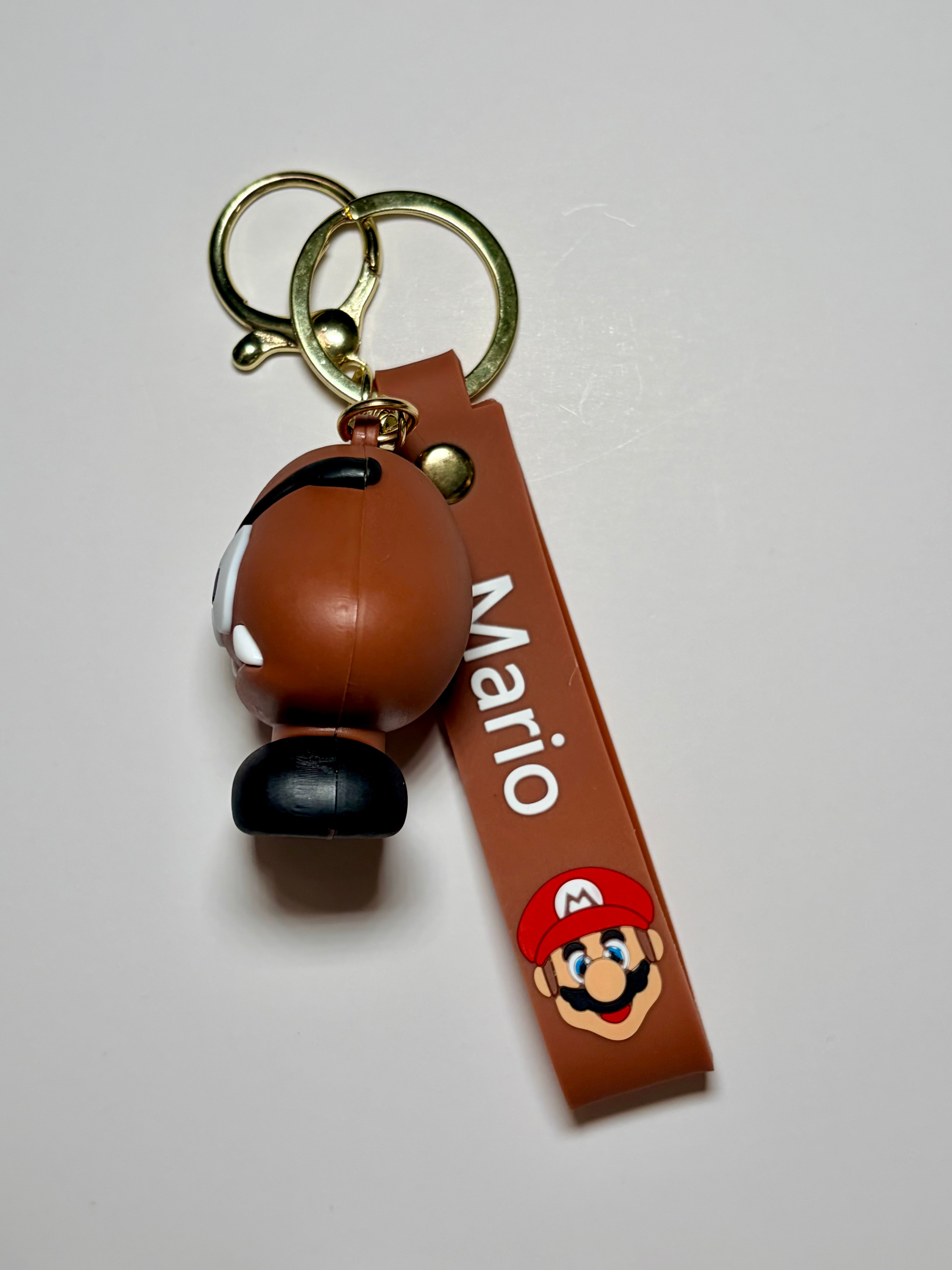 Super Mario Goomba Silicone Keychain with Brown Wristband