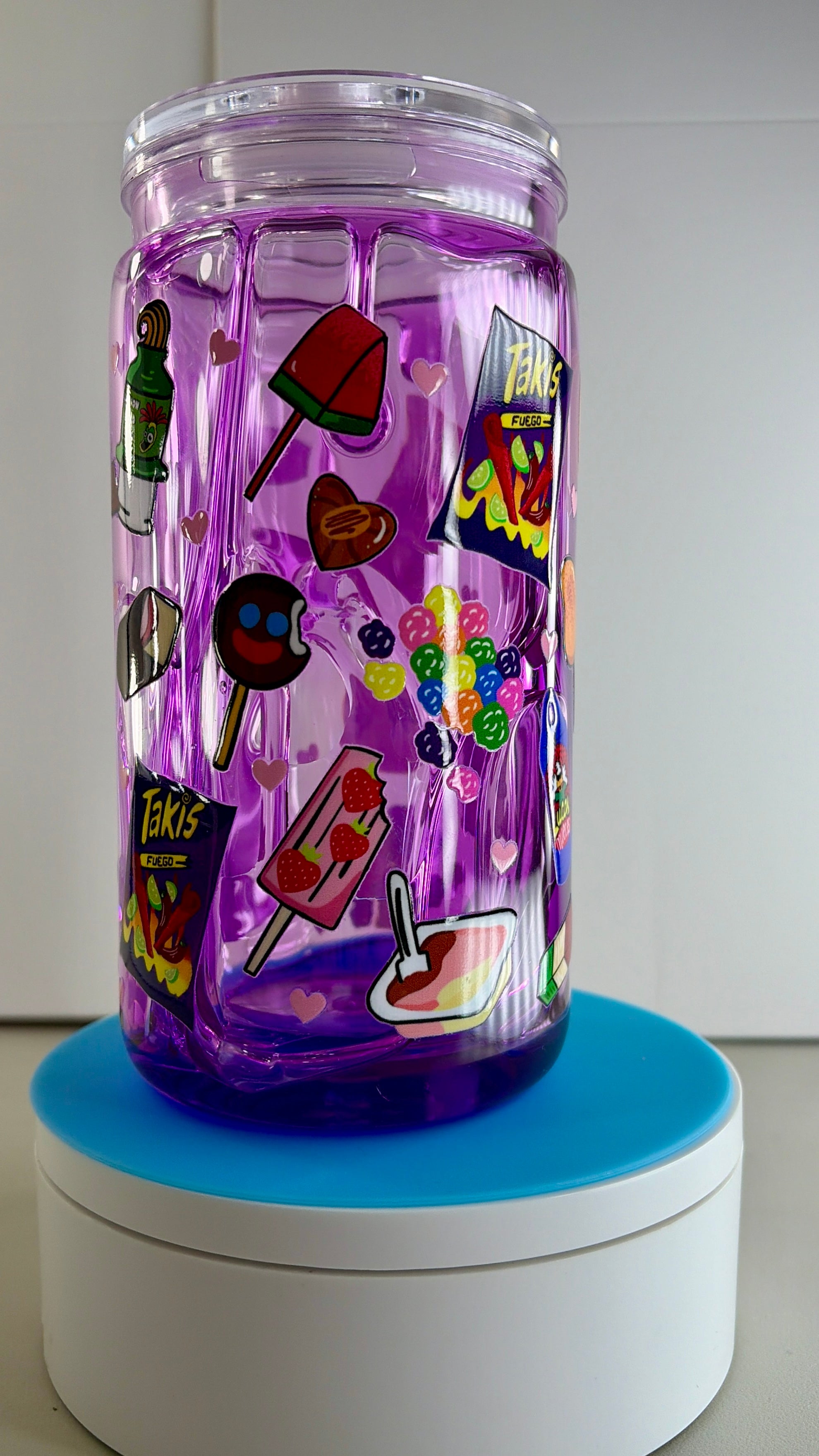 Hispanic Candy Snacks Honey Drip Snowglobe Tumbler Cup (16oz)
