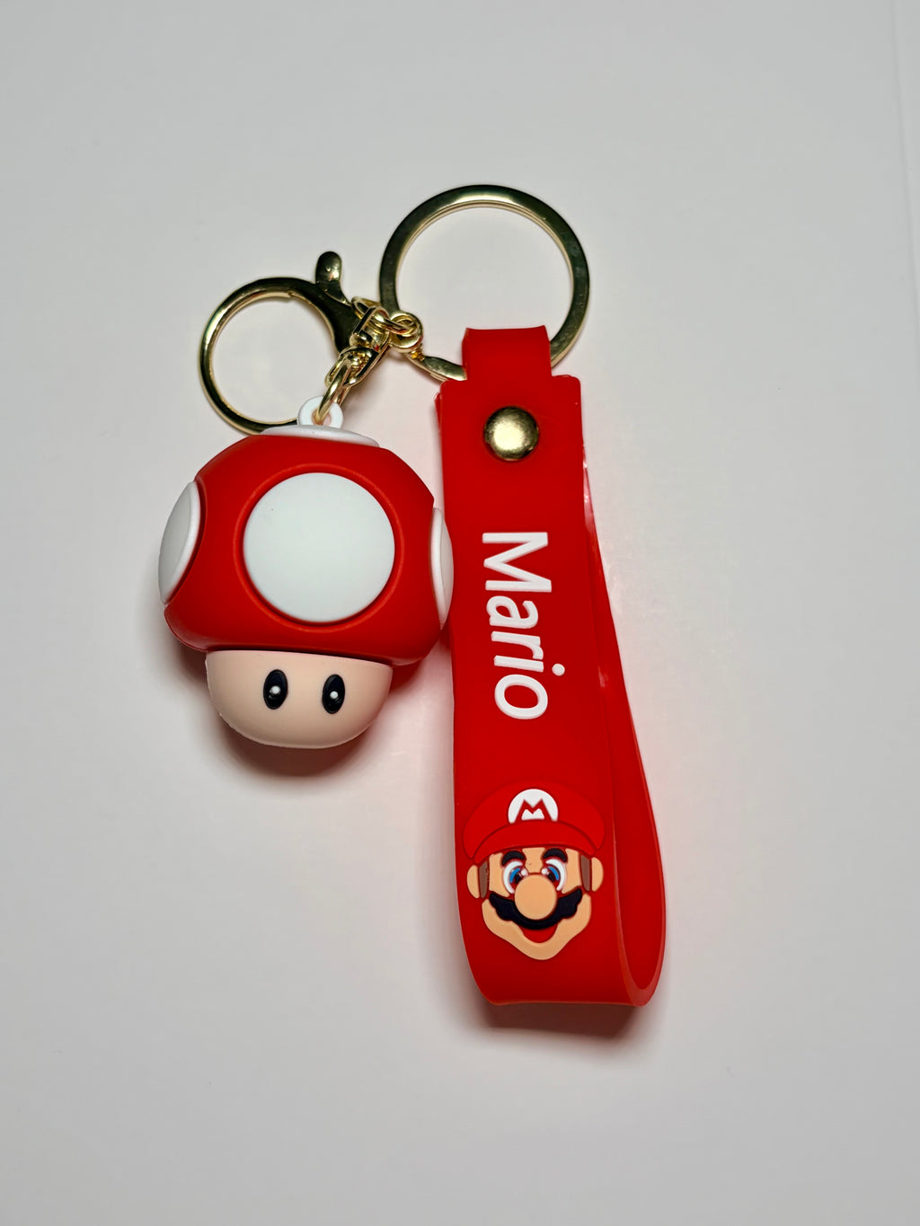 Super Mario Mushroom Silicone Keychain with Red Wristband