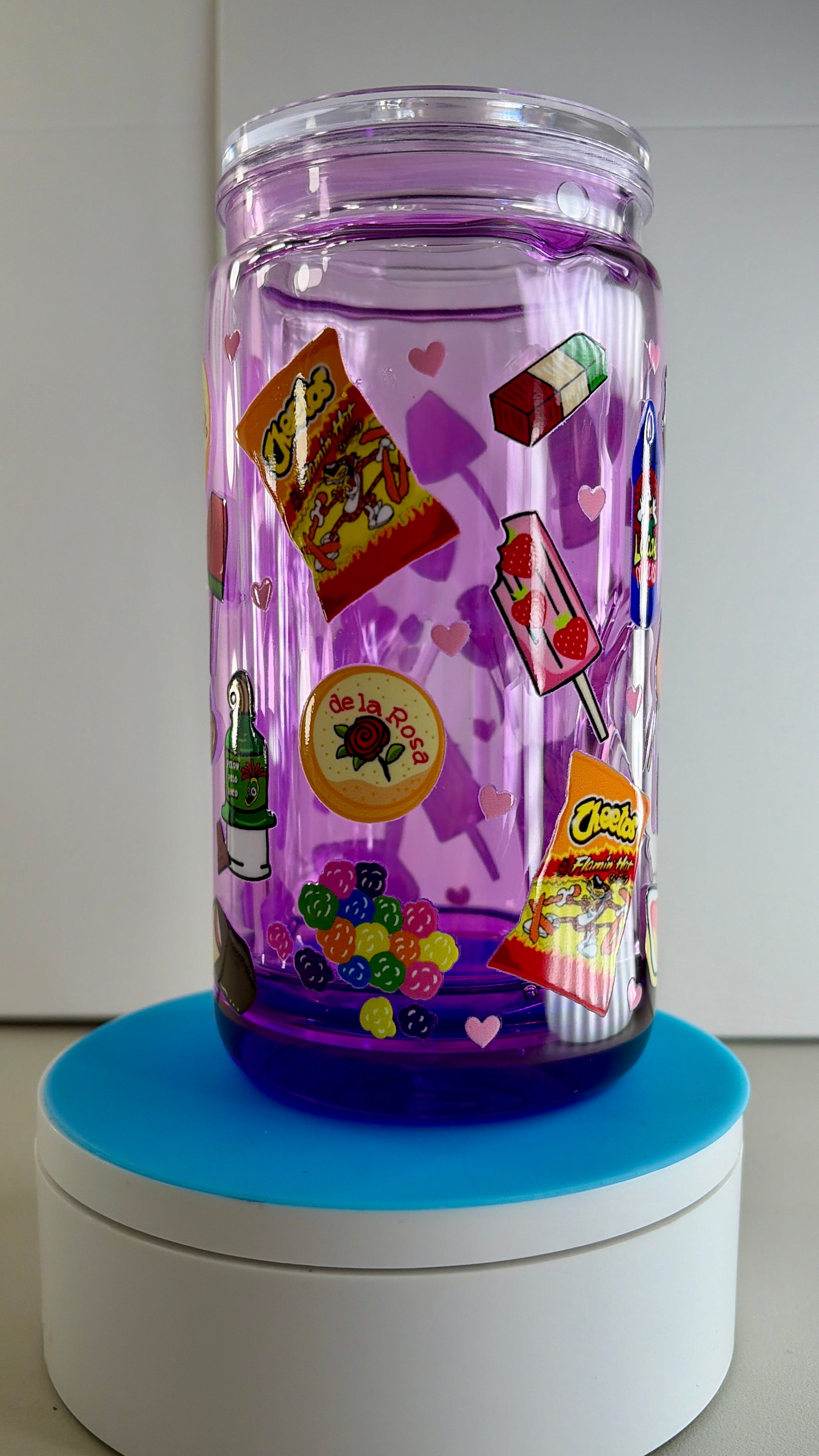 Hispanic Candy Snacks Honey Drip Snowglobe Tumbler Cup (16oz)