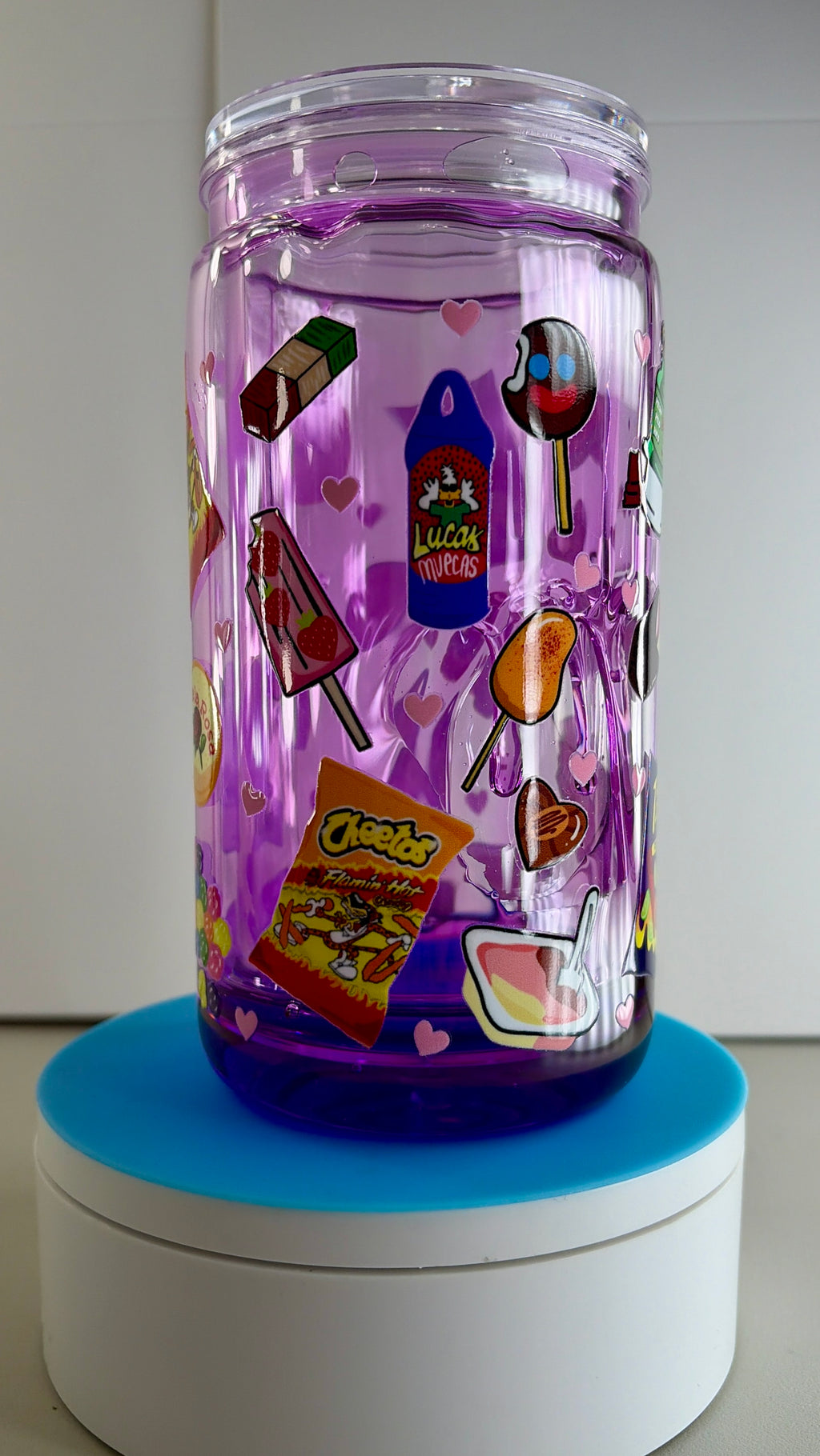 Hispanic Candy Snacks Honey Drip Snowglobe Tumbler Cup (16oz)