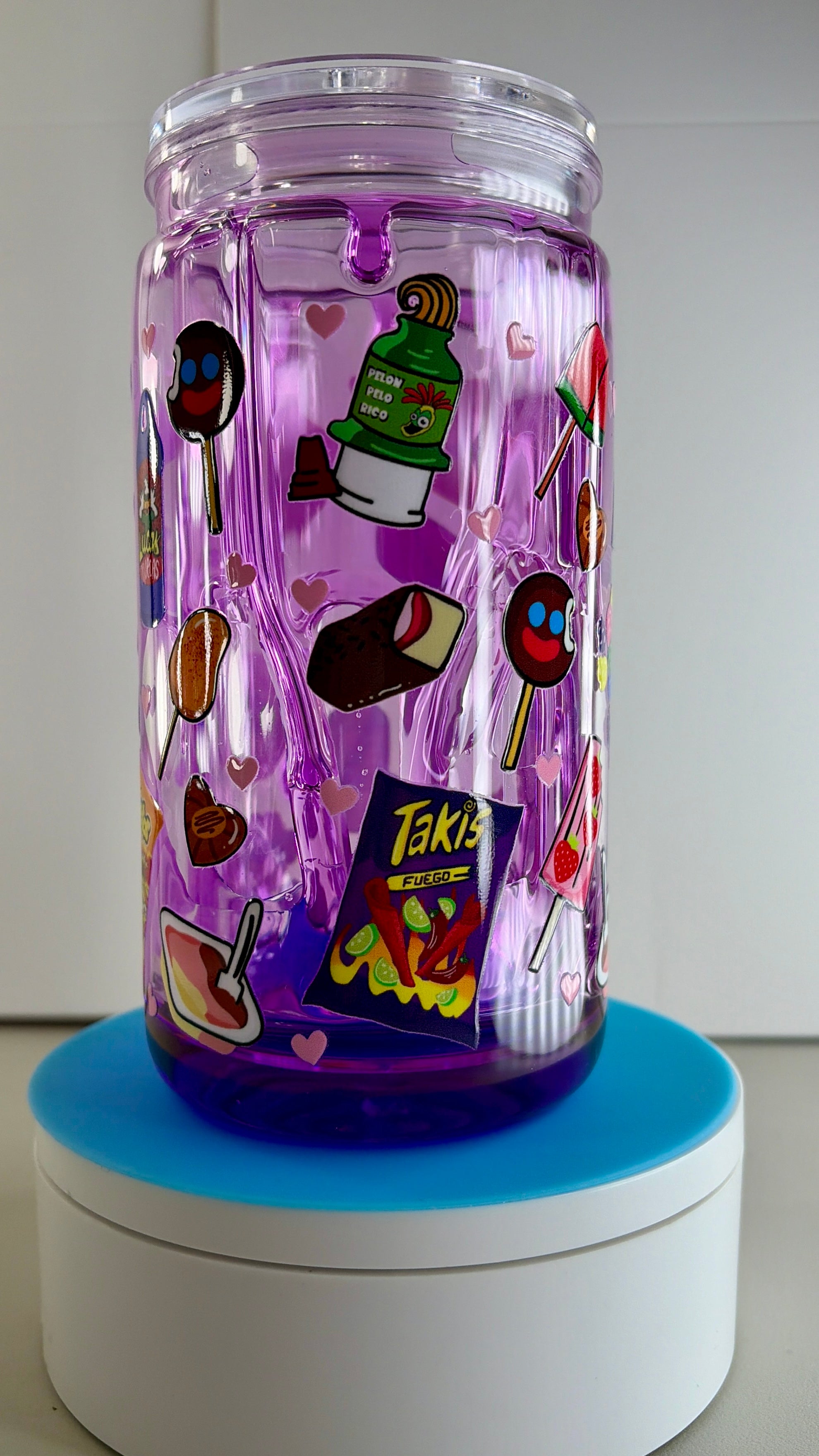Hispanic Candy Snacks Honey Drip Snowglobe Tumbler Cup (16oz)