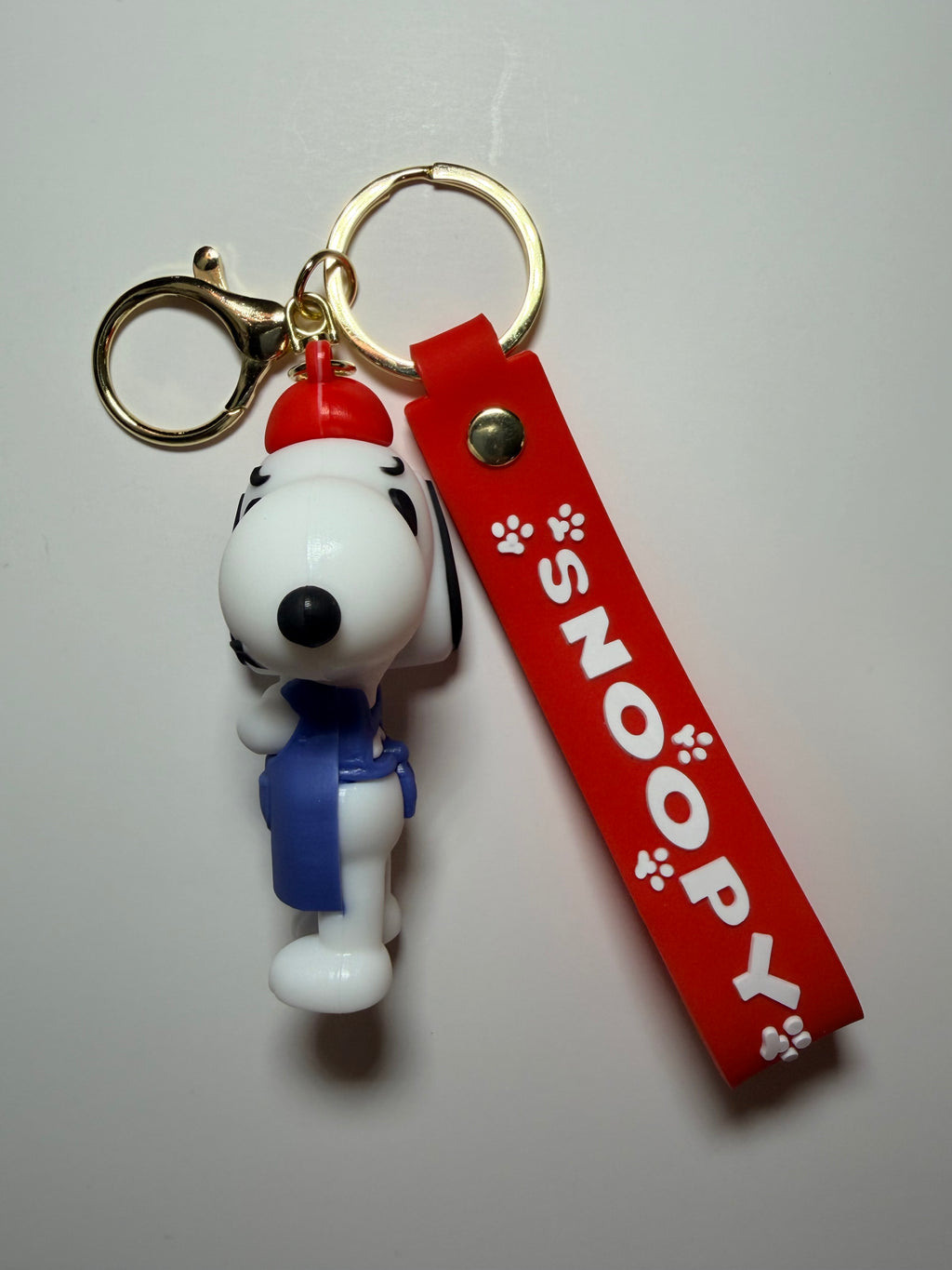 Angry Snoopy Keychain with Red Wrist Strap